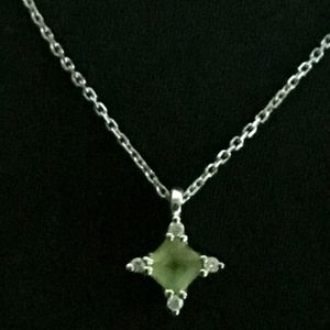 Peridot Pendant with 4 small diamond accents